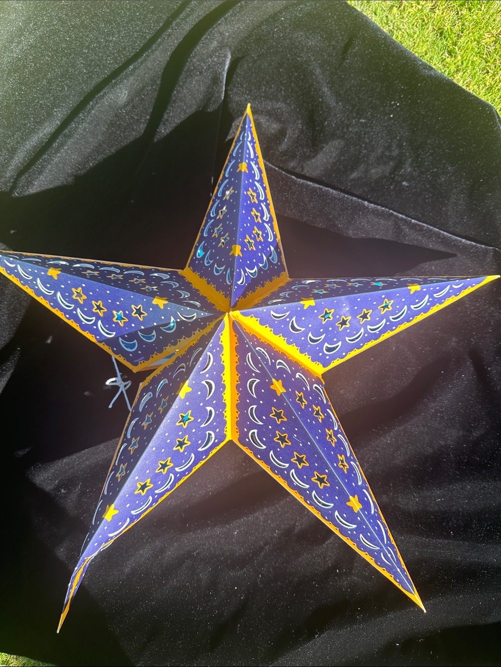 Pottery Barn Blue Paper Star Lantern with Yellow Accents (3 total)